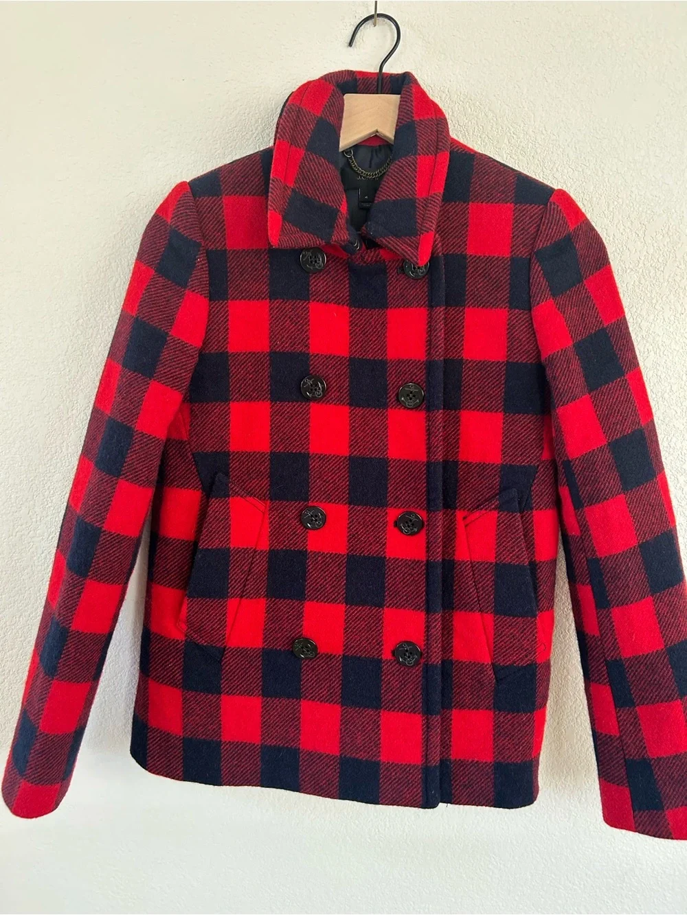 J. Crew Red and Black Buffalo Plaid Coat